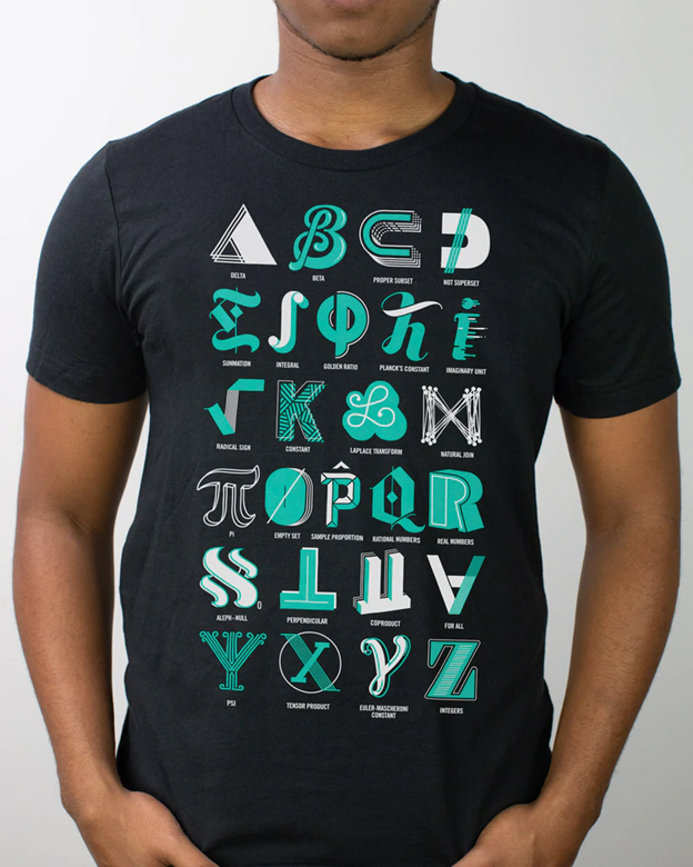 Mathematical Alphabet Adult Graphic T-Shirt