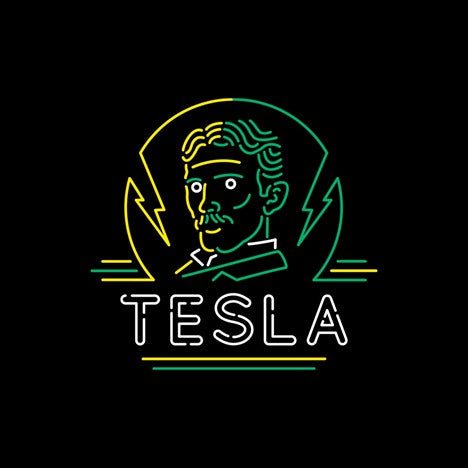 Neon Tesla Adult T-Shirt