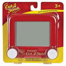 Retail packaging of pocket sized Etch A Sketch toy