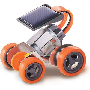 Assembled orange solar powered metal racer toy