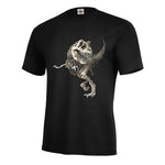 Load image into Gallery viewer, Black youth t-shirt with screen printed design of an articulated t-rex skeleton
